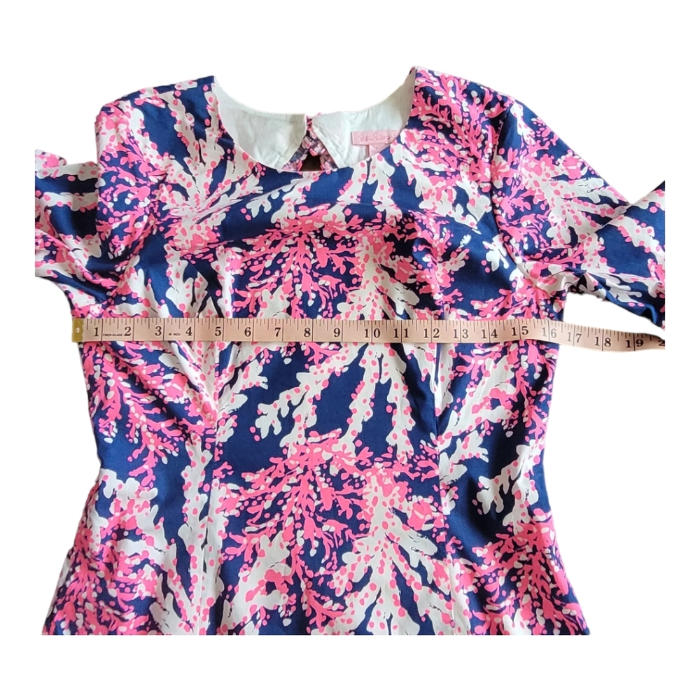 Lilly Pulitzer Fiesta Stretch Dress Nauti Navy Beyond the Sea Pink Coral Size 2 - Picture 17 of 17